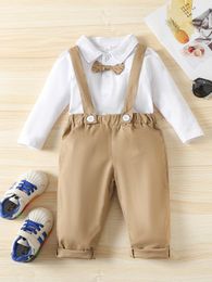 Baby Bow Front Polo Neck Bodysuit & Suspender Pants SHE