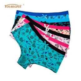 YOUREGINA Women Underwear Cotton Sexy Cute Letters Print Girls Boxers Boyshorts Hipster Ladies Panties Knickers 6 pcs/lot 201112