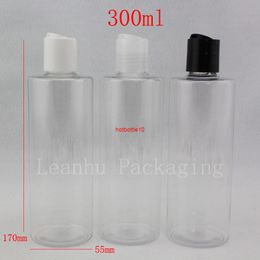 300ML X 20 Disc Screw Cap Cosmetics Bottle, Plastic Container , Clear Empty Liquid Soap Shampoo Bottles 10 OZ Transparent Bottleshipping
