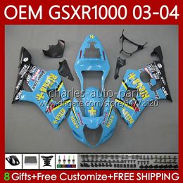 Injection Mould Bodys For SUZUKI GSXR-1000 K 3 GSX RIZLA cyan R1000 GSXR 1000 CC 2003-2004 Bodywork 67No.16 1000CC GSXR1000 K3 03 04 GSX-R1000 2003 2004 OEM Fairing kit