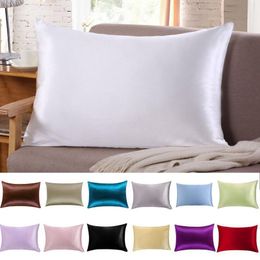 2019 100% Mulberry Silk Pillowcase Top Quality Pillow Case 1 Pc Pillow Cover Silk Pillow Case 51cm x 76cm 13 Colors to Choose Y200103