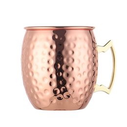 Water Bottles Holiday Gift Moscow Mule Mugs Stainless Steel Lining Gold Brass Handles Cocktail Beer Cup WH0354