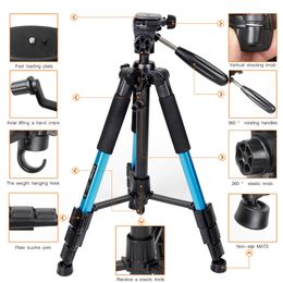 FreeShipping Professional Portable Travel Aluminium Camera Tripod&Pan Head for SLR DSLR Digital Camera Three Colour