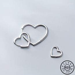 Hoop & Huggie 100% Real 925 Sterling Silver Heart Shaped Ear Ring Earings Trendy Korean Hoops Earrings For Women Christmas Fine Jewelry1