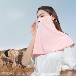 Women Ice Silk Ear-wearing Sunscreen Mask Breathable Headscarf For Outdoor Sports Cycling Masks Bicycle Ski Caps &