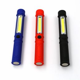 2022 new Multifunction COB LED Mini Pen Light Work Inspection LED Flashlight Torch Lamp With the Bottom Magnet and Clip Black/Red/Blue