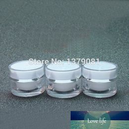 5g Acrylic Cream Jar White Empty Cosmetic Packing Container Silver Tangent Line,Double Wall,5ml Travel Refillable Sample Tins