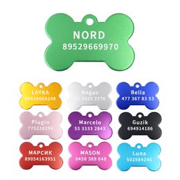 Personalised Anti-lost Blank Dog ID Tag Identification Customised Pets Name Puppy Collar Dogs Cat Bone Aluminium Tags Pet Supplies Dog Accessories Wholesale K04