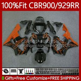 Orange flames OEM Fairings For HONDA CBR900 CBR929 RR 900CC 929CC 2000 2001 Body 68No101 CBR 929RR 900RR 900 929 RR CC CBR929RR 00 01 CBR900RR 00-01 Injection Bodywork