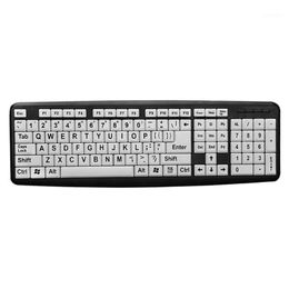 Keyboards 107 Keys USB Wired Large Print Keyboard For Elderly Poor Eyesight Low Vision Old Men White Black Letter Keyboard1