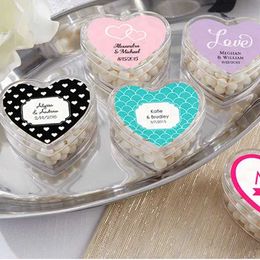 6cm Clear Acrylic Heart Favor Boxes Wedding Shower Baptism Party Sweet Holder Birthday Candy Package Baby Shower Sweet Supplies Wholesale