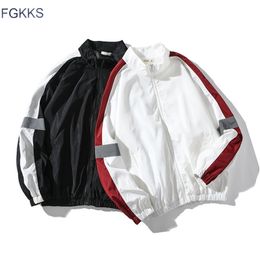 FGKKS Fashion Trend Men Casual Jacket Spring Brand Men's Splice Stand Collar Jacket Male Jogging Windproof Jackets Coat Tops 201118