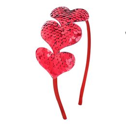 Party Valentine's Day Jewelry Gift Cute Heart Thin Headband Women Girls Temperament Sequins Love Decor Hair Accessories Hair Style RRA1