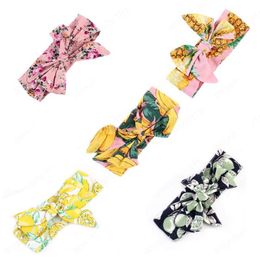 Baby Fruit Floral print Bow Headbands INS knotted headdress Lovely Girls Hair band Hair Bows kids Hair Accessories