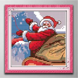 Santa Claus 6 home decor paintings ,Handmade Cross Stitch Craft Tools Embroidery Needlework sets counted print on canvas DMC 14CT /11CT