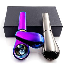 9 Colours New Creative Spoon Journey Pipe Portable Metal Herb Smoking Pipe Accessories With Gift Box Hookah Tobacco