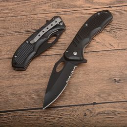 High Quality Outdoor Survival Tactical Folding Blade Knife 5Cr15Mov Black Half Serration Blade Aluminium Handle EDC Pocket Knives