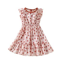 Baby girls sleeveless lace dot dress round collar children girl skirts summer casual outfits