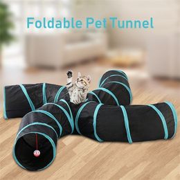 Folding Cat Tunnel 2/3/4/5 Holes Pet Tube Folding Game Toy S Type Indoor Outdoor Puppy Kitten Training ToysTube 201217