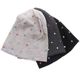 Women Multi-color s Black Cotton Beanie Hats design Solid Ribbed Knit Caps ladies Bonnet Wholesale Slouch hats 211229