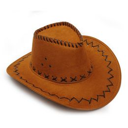 Vintage Leather Western Cowboy Hats Leisure Tourist Caps Wide Brim Sunhat for Men Women Trend Cowboy Cowgirl Unisex Hats