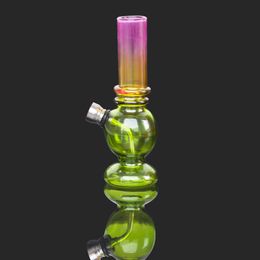 TOPPUFF 147MM Mini Skull Style Glass Water Bong Pipes Metal Bowl Pyrex Thick Glass Smoking Water Pipe Tobacco Pipes