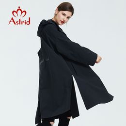 Astrid trench coat Women Hooded Plus Size high quality Windbreaker fashion Gothic Long Loose Suitable for everyone coat B02 201028