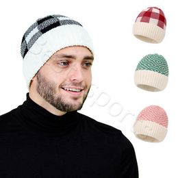 Adult Beanie 8 Colours Winter Warm Man Woman Knitted Caps Outdoor Sports Plaid Wool Hats CYZ2862