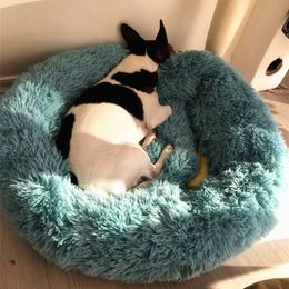 Long Plush Super Soft Dog Bed Pet Kennel Round Sleeping Bag Lounger Cat House Winter Warm Sofa Basket for Small Medium Large Dog LJ201028