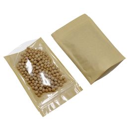 150Pcs/Lot Clear Brown Zip Lock Kraft Paper Plastic Bag Doypack Stand Up Pouch Zipper Reclosable Nuts Coffee Tea Packaging Pack