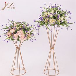 70CM/50CM Flower Vases Gold/ White Flower Stands Metal Road Lead Wedding Centrepiece Flowers Rack For Event Party Decoration Y200903