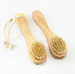 hot Face Cleansing Brush for Facial Exfoliation Natural Bristle brush for Dry Massage brush with Wooden Handle DB108