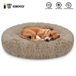 DEKO Pet Dog Beds Kennel Round Fluffy Cat House Super Soft Warm Comfortable Sleeping Cushion Mat Sofa Household Puppy Supplies 201223