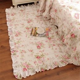 Garden flower print carpet quilted bedroom floor tapetes beauty princess tapis lace rug home textile carpets for living room 201225