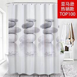 Pebble 3D Print Waterproof Bathroom Curtain Real Thicken Coating Process Shower Curtain High Quality Fabrics Shower Decoration T200711