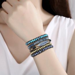 2020Natural Stone Crystal Wrap Bracelet for Women 5 Layers Beaded Bracelets Charms Blue Kyanite Jewellery Healing Properties
