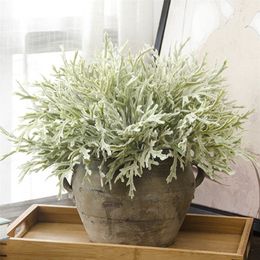 Autumn Winter Artificial Flowers White Plant Faux Foliage Christmas Decoration DIY Fake Plant Leaves for Home Wedding Fall Decor Y201020