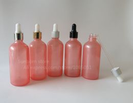360PCS/lot 100ml Pink Dropper Bottle 100cc Glass Essential Oil Container With Drop