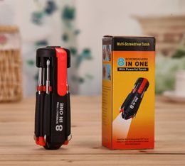 Multi-Screwdriver Torch 8 in 1 Screwdrivers with 6 LED Powerful Torch Tools Light up Flashlight Screw Driver Home Repair Tool SN3588