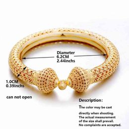 24k Luxury wedding Dubai Bangles Gold Colour For Women Girls Wedding Bride India Bracelets Jewellery Gift Can Open 220124233m