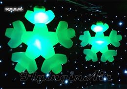 Personalized Hanging LED Inflatable Snowflake Balloon Lighting White Air Blown Winter Snow Model For Concert Party And Christmas Decoration