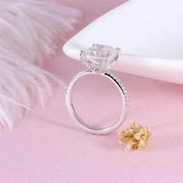 Transgems Center 4ct 8X10MM FG Color Cushion Diamond Gold Engagement Ring for Women 14K 585 White Y200620