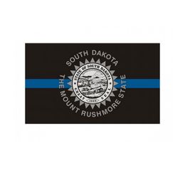 South Dakota State Flag Thin Blue Line Flag 3x5 FT Police Banner 90x150cm Festival Gift 100D Polyester Indoor Outdoor Printed Flag