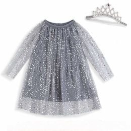 Baby Birthday Dress With Sleeves Princess Costume Girls Tunic Kids Clothing Robe Fille Shiny Children es For Party 211231
