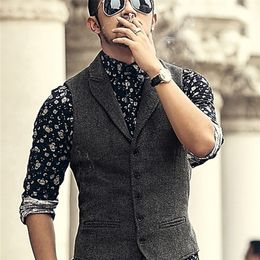Мужские брендовые куртки без рукавов жилет мужской костюм жилет мужской британский стиль тонкий шерстяной хлопчатобумажный однобортный винтажный жилет M36 201106