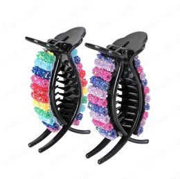 Rainbow Color Glitter Sequins Hair Claw Shiny Point Hairpin Hairclips Ponytail Hairpin Resin Women Clips Hair Accessories