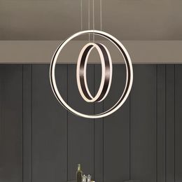 Chandeliers Modern Vertical Acrylic Ring Led Chandelier Lighting Living Room Decor Lamp Dining Hanging Light Fixtures