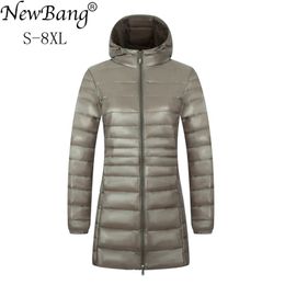 NewBang Women's Jacket Large Size Long Ultra Light Down Jacket Women Winter Warm Windproof Lieghtweight Down Coat LJ201021