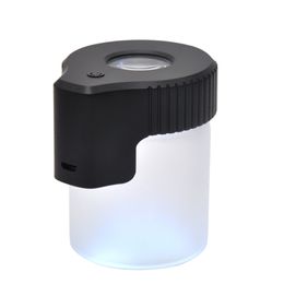 Glass Storage Container Stash Jar Viewing Container 155ML Vacuum Seal Light-Up LED Plastic Stash Box Bottle Waterproof Airtight Pill Jars
