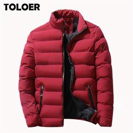 Brand Men Parka Cotton Padded Winter Jacket Coat Mens Warm Jackets Male Solid Colour Stand Collar Zipper Thick Coats Down Parkas 201211